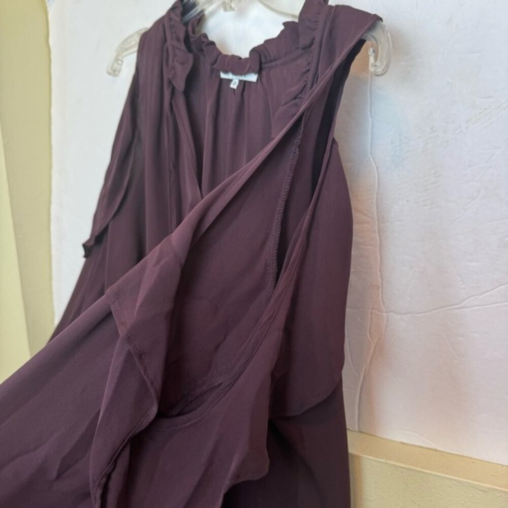 Parker Marjorie Silk Ruffles Boho Balloon Sleeves Shoulder Blouse Top V Neck S - Picture 13 of 16